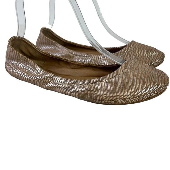Lucky Brand Elysia Round Toe Ballet Flats Slip On Leather Shoes Tan Brown sz 7.5 - Picture 1 of 16